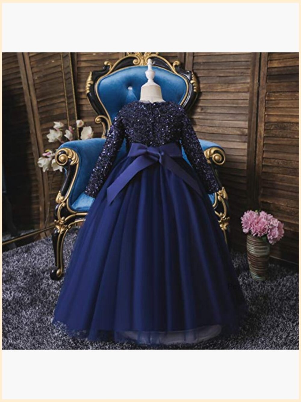 Lace Princess Long Gown with Embroidery Patchwork Tulle Full-Length Formal - Picture 4 of 6